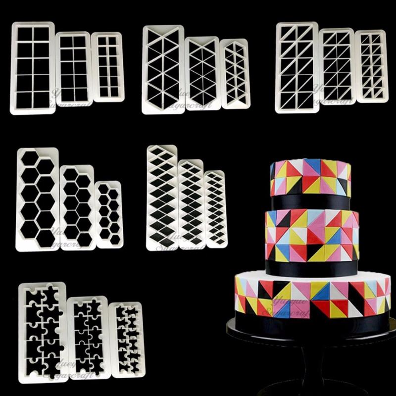 

3 pcs Geometry fondant cookie cutter cake mold fondant mold cake decorating tools Baking