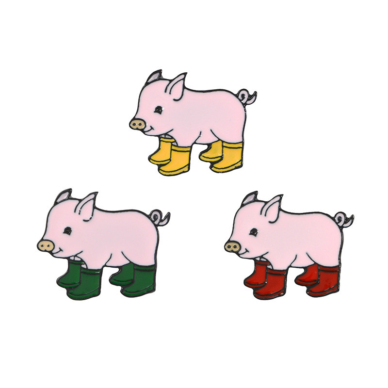 

Piggy in Rain Boots Cartoon Brooch Pink Pig Drip Badge Hard Enamel Pin Collection Button Collar Decor Bag Kids Jacket Denim Hat Accessory
