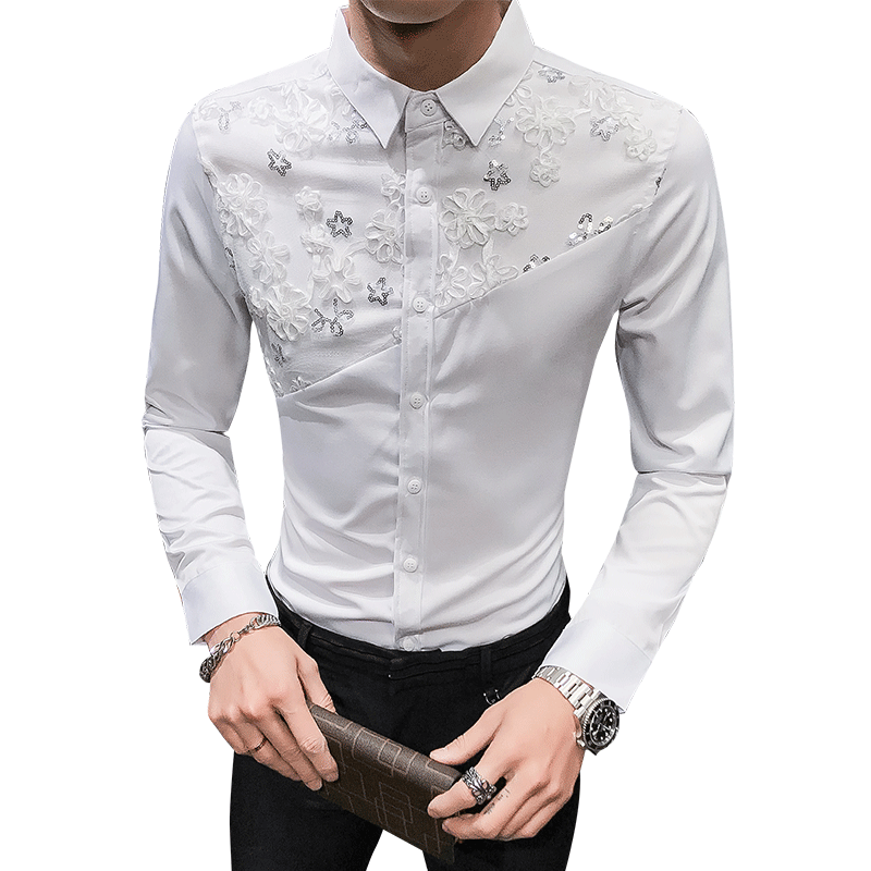 

camisa masculina White black mens dress shirts Spring and Autumn man shirt long sleeve Fashion Slim shirt men size s-3xl