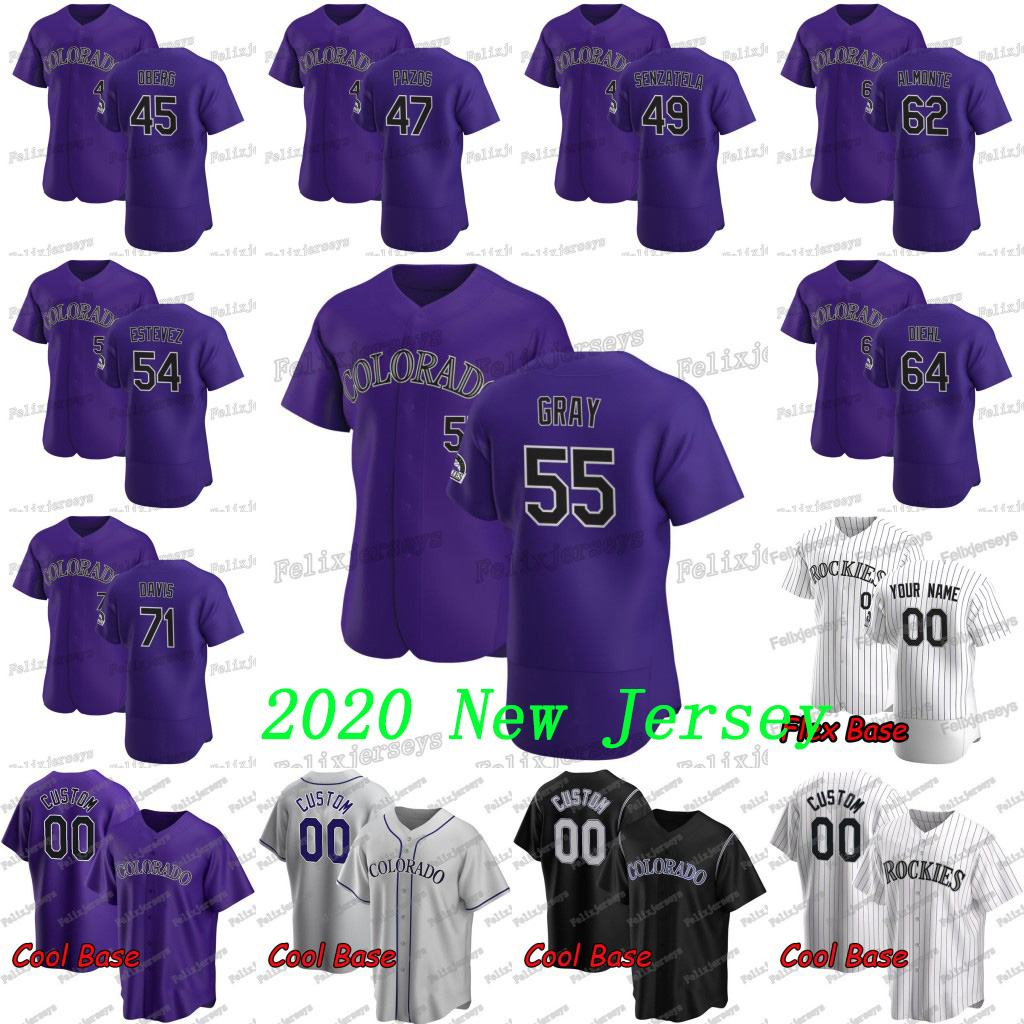 

55 Jon Gray 2020 New 71 Wade Davis 62 Yency Almonte Carlos Estevez Antonio Senzatela James Pazos Scott Oberg Baseball Jersey, Flexbase white gold