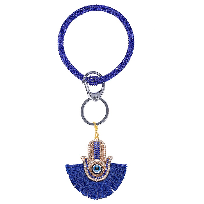 

Wholesale- fashion ins designer cute lovely fish tassel charm diamond rubber key ring bangle bracelet for woman