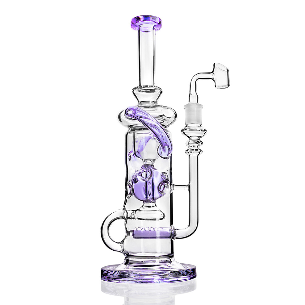 

Klein Recycler Bong Glass Bubbler Water Bong Purple Heady Glass Dabber Bongs Water Pipes Oil Rigs Skull With 14mm Banger Hookahs 11.3''