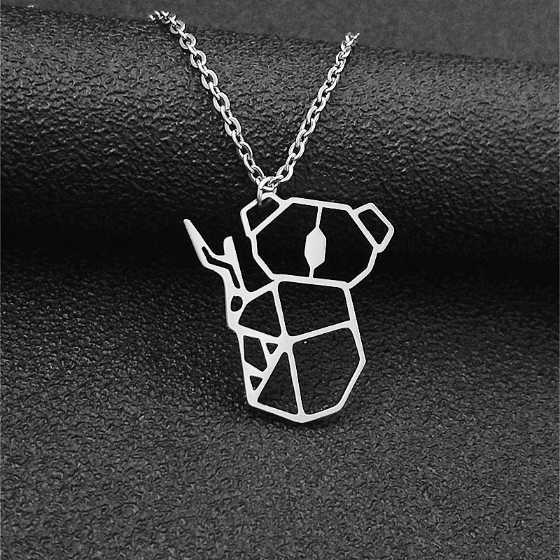 

10pcs Silver Gold Ketting Origami Koala Necklaces Australia Animal Choker Steampunk Jewelry Stainless Steel Collar Hombre