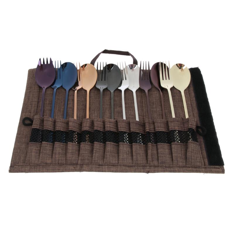 

Outdoor Camping Cutlery Set Storage Holder Flatware Carry Bag Pack, Blue