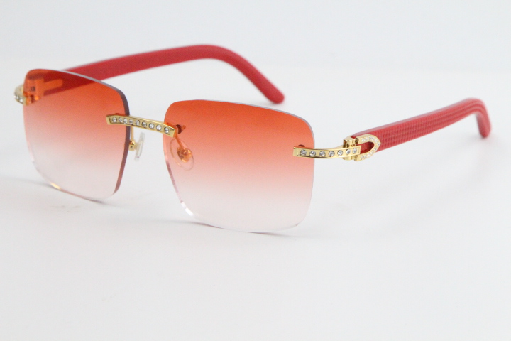 

2020 Selling Rimless Diamond Sunglasses 8300816 Red Plank Sunglasses Classic pilots metal frame simple leisure Glasses male and female Hot, White;black