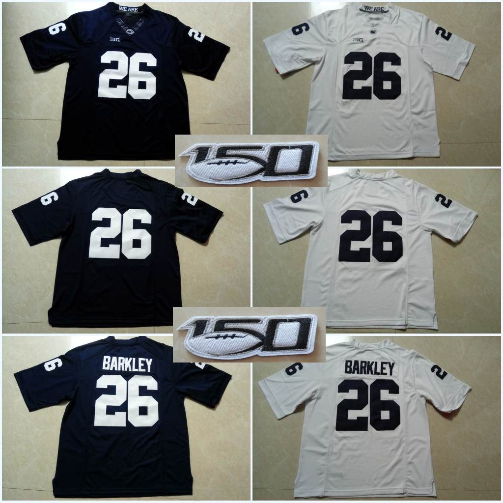 

#14 Sean Clifford 150TH Penn State Nittany PSU #26 Saquon Barkley #1 KJ Hamler Whity Blue New Style Stitched College Jerseys Free Shipping, White