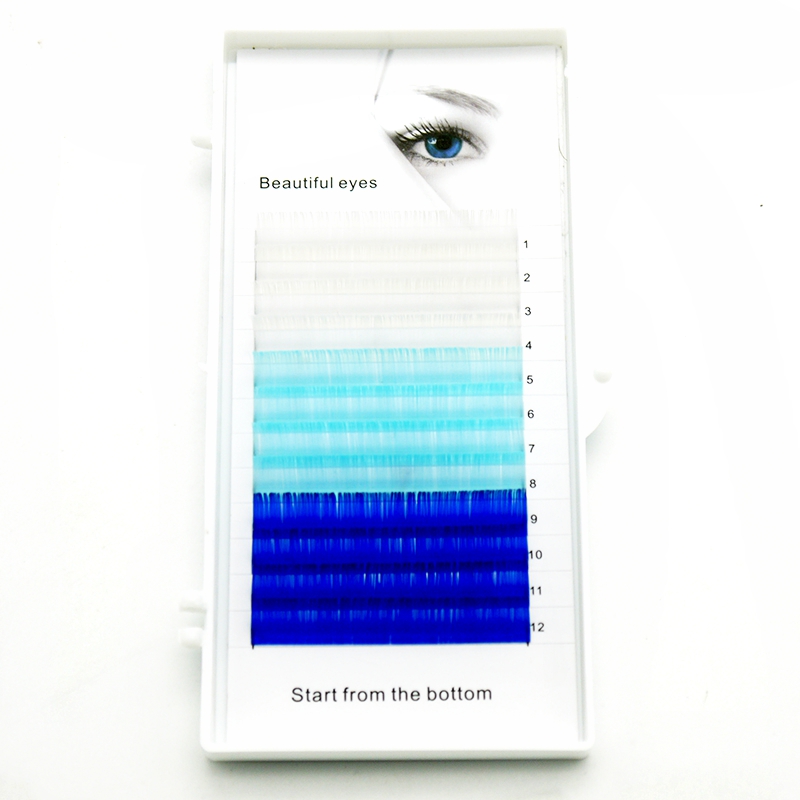 

HBZGTLAD C/D curl 0.07/0.1mm 8-15mm false lashes White + royal blue eyelash individual colored lashes Faux eyelash extensions