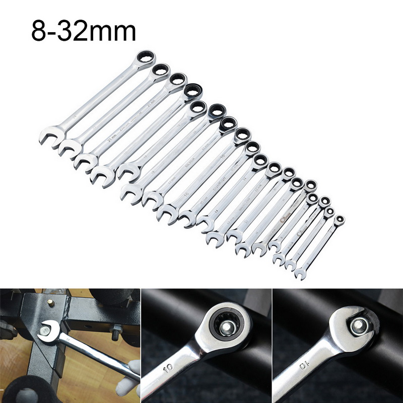 

Junejour 6mm-32mm Ratchet Quick Wrench High-grade Automatic Industrial-grade Opening Plum 72 Gear Fast Multi-size Household Tool
