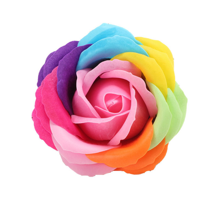 

artificial soap colorful rose flower head 5 layer rose flower head simualtion fake rose head soap colorful wreath for valentine's gift box, Red