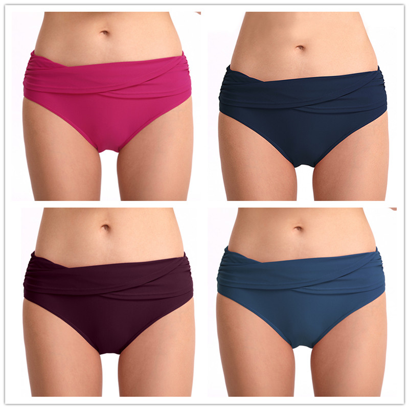 

2020 Sexy Brazilian Swimsuit Women Swimwear Bikini Bottom Solid Short Ruched Briefs Plus Size Female Underwear Beach Wear