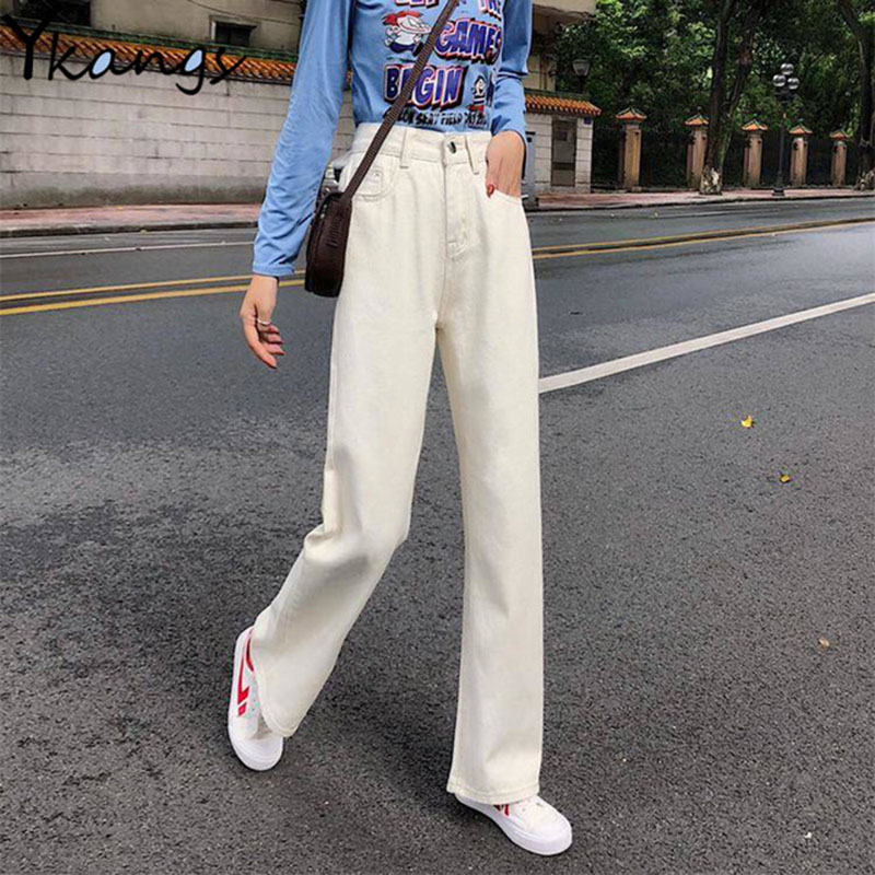 

Jeans Women Straight Loose BF Unisex Harajuku Womens Long Trousers All-match Korean Style Chic Casual Simple Student Streetwear, Black