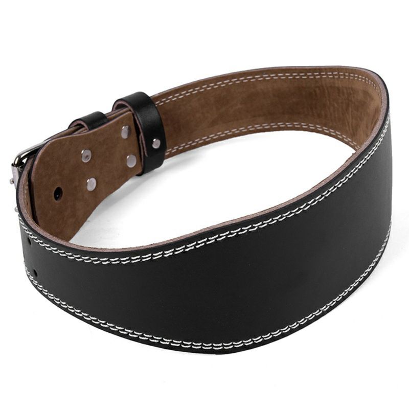 

Men Women Faux Leather Weight Lifting Belt Double Prong Power Lumbar Waistband, As pic