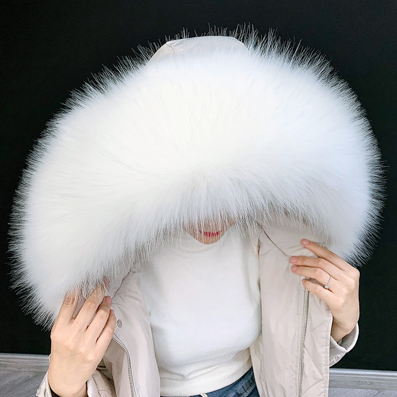 

Lady Blinger Extra large faux fox winter parka hood decor DIY fake coat racoon collar fur scarves Y200103