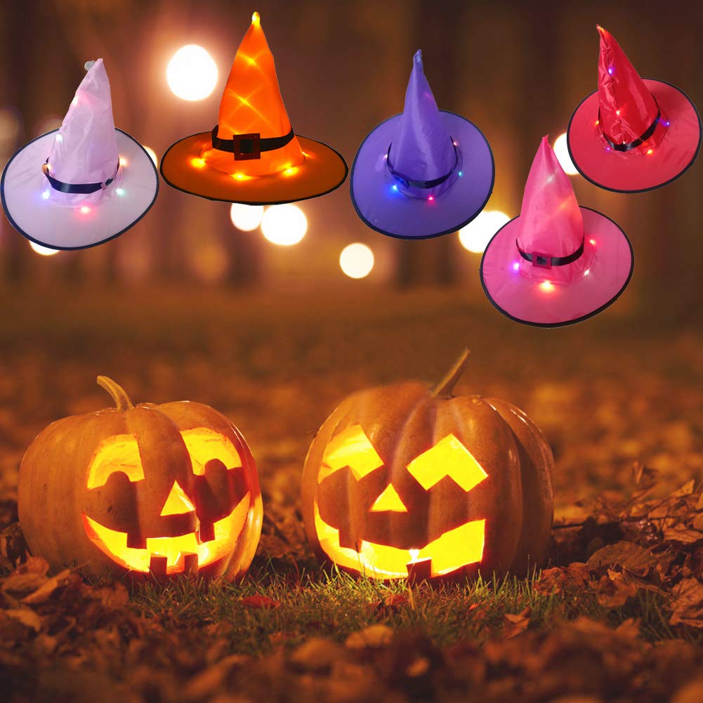 

Witch Hats Masquerade Wizard Hat Party Hats Cosplay Halloween Party Fancy Dress Decor Top Hat with LED Light Hanging Decor