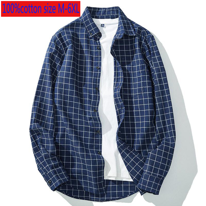 

New Arrival Large Plaid Men Loose Long Sleeve Autumn Winter 100% Cotton Handsome Casual Flannel Casual Shirts Plus Size -5XL6XL, F258