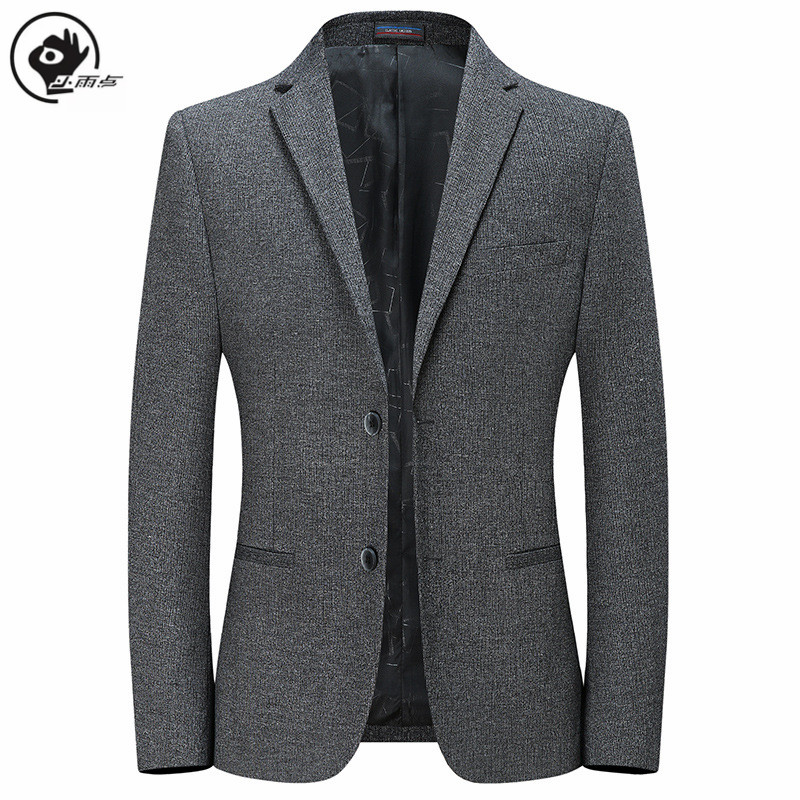 

Little Raindrop Suit Jacket Mens Brand High Quality England Style Single-breasted Elastic Solid Color Slim Fit suit Jacket, Gray