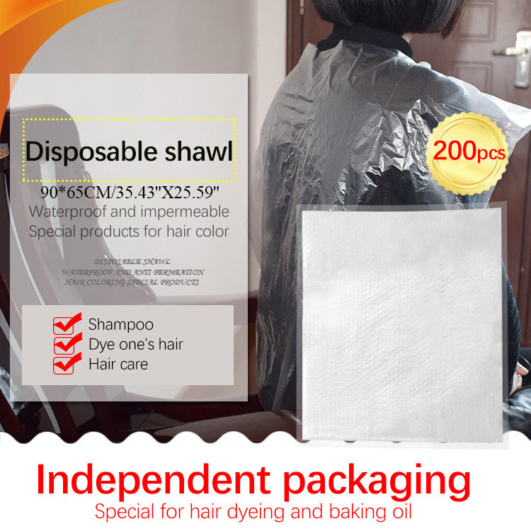 

200 Pieces Per Package Disposable Hair Dye Cape Durable Pe Wrap Cloth Hair Salon Haircut Emu Oil Desposable Hairdressing Apron
