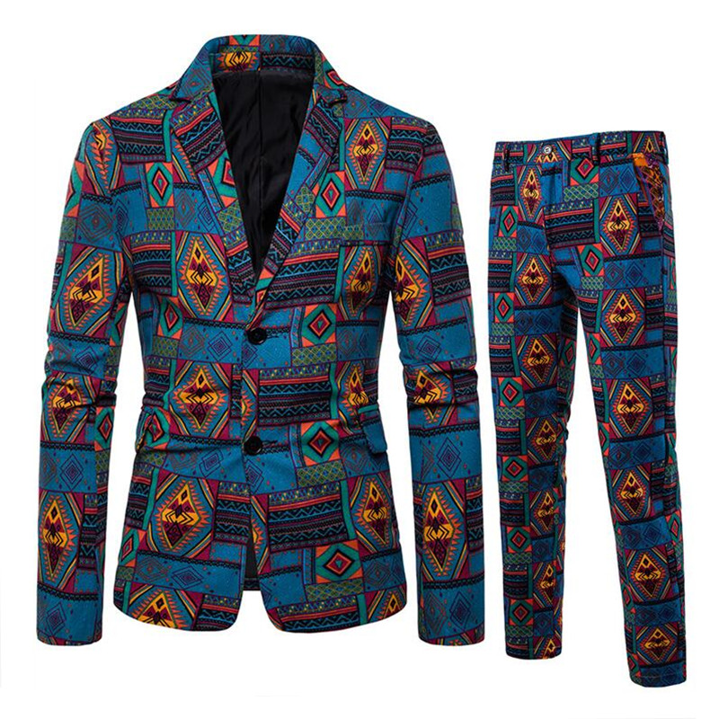 

Jackets + Pants) Mens Business Casual Slim Suit Sets Fashion printed Tuxedo Wedding formal dress Blazer stage performances Suit, T24