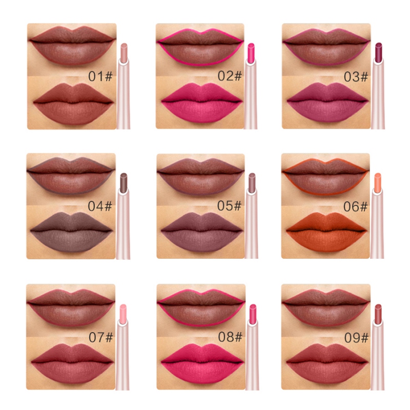 

12PCS Touch Delicate Lip Liner Durable Waterproof Non-stick Cup Easy To Remove Automatic Rotating Lip Liner Lipstick Set MKXJ, As the picture
