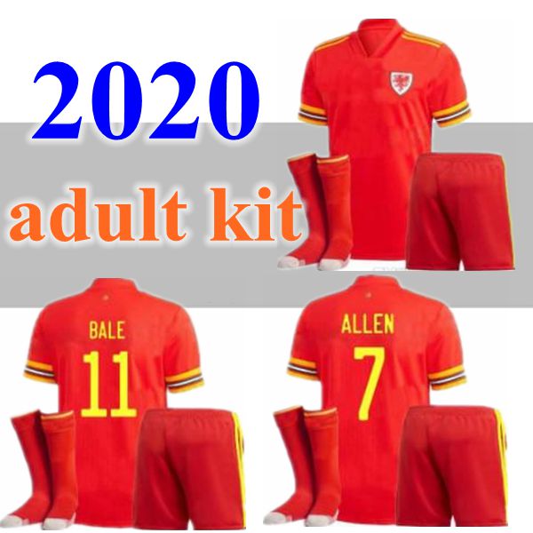 

2020 2021 Wales soccer jersey adult kit 20 21 BALE ALLEN James Ben Davies Wilson camisetas national team home RED maillot football shirt, White