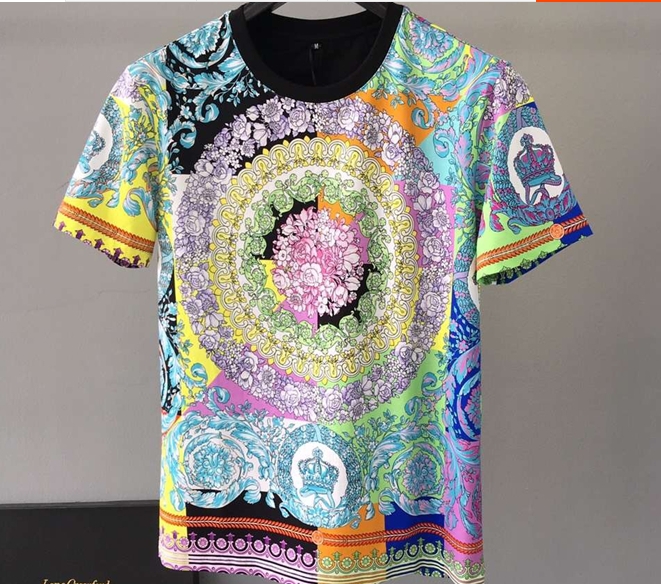 

2019 spring 19ss new fashion arrival designer tees royal floral print tee t shirt for men cotton brand clothing top retro, Multi