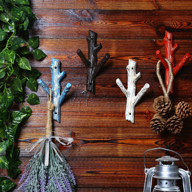 

Retro Purse Key Hanger Hook Home Cast Iron Branch Wall Hooks Storage Rack Minimalist Metal Cafe Bathroom Wall Decoration Gifts