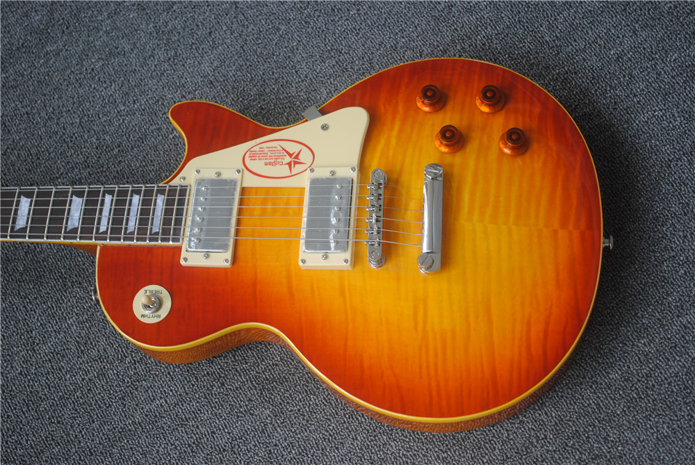 wholesale high quality Free Shipping New lp STANDARD Electric Guitar in Corrugated yellow Mahogany body neck