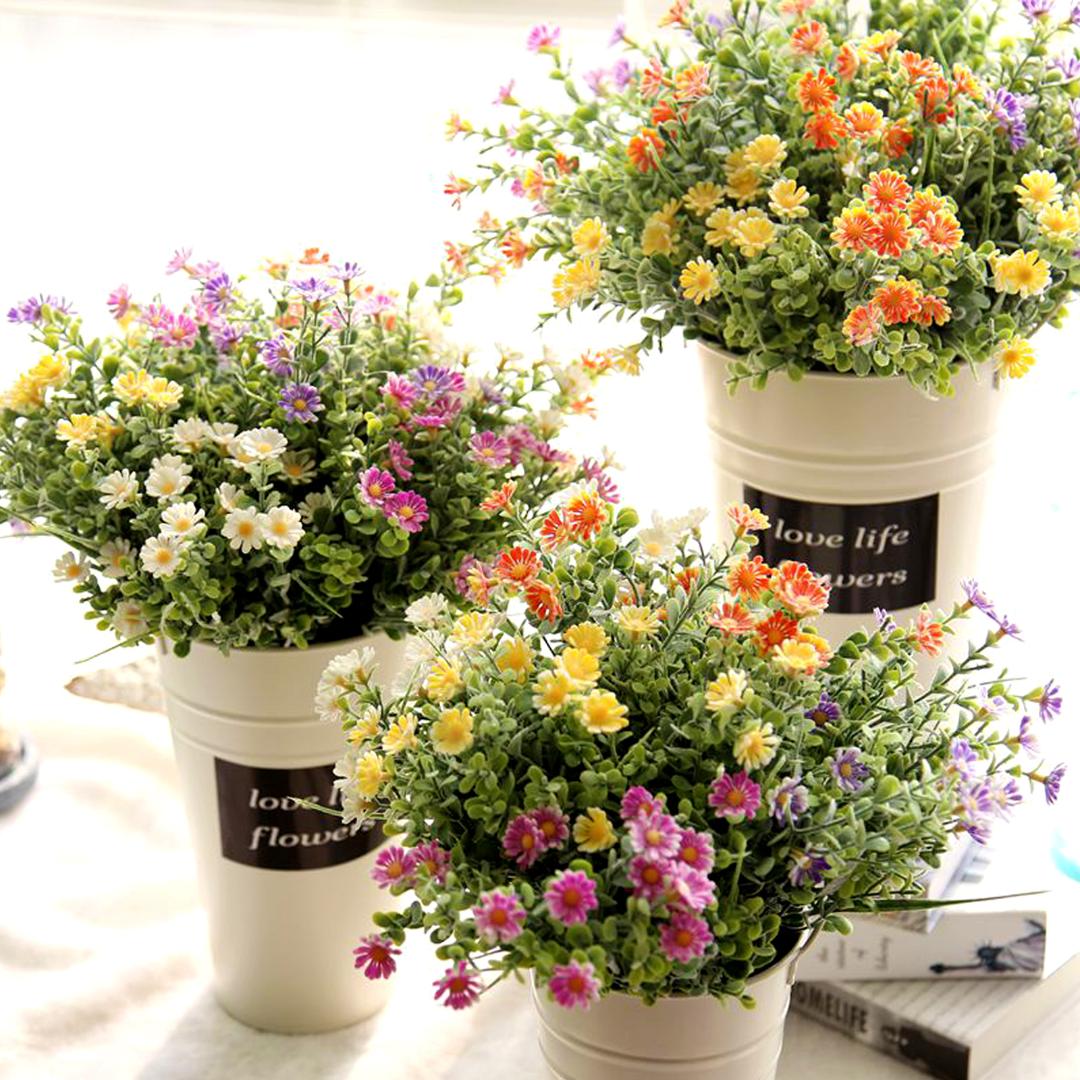 

1pcs 34.5cm Mini Plastic Daisy Flower Decorative Artificial Flowers Perennial Chrysanthemum Plants for Home Decoration, Rose red