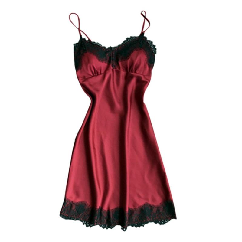 

Womens Plus Size Eyelash Lace Lingerie V-neck Lace Details Pajamas Mulheres Ropa Para El Hogar Nocturne B1