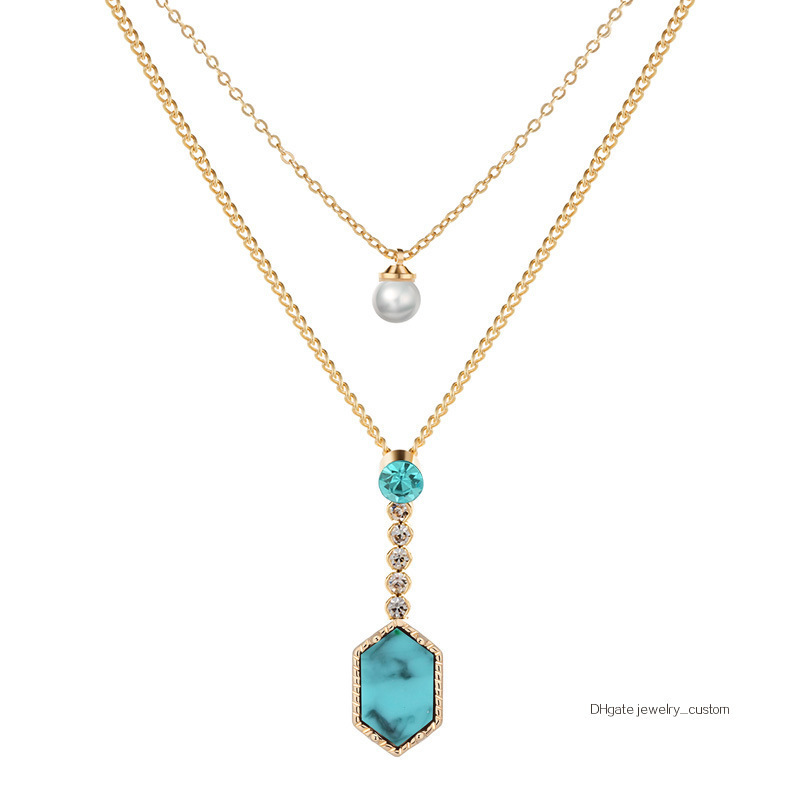 

Double-deck Pearl Necklace Woman Cluster Pine Shi Lingxing Pendeloque Cut