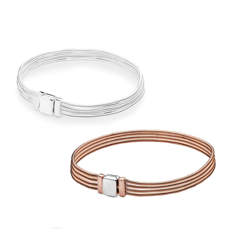 

Other Bracelets 925 Sterling Silver Reflective Multi-snake Chain Bracelet Suitable For Fashion Diy Jewelry With European Original