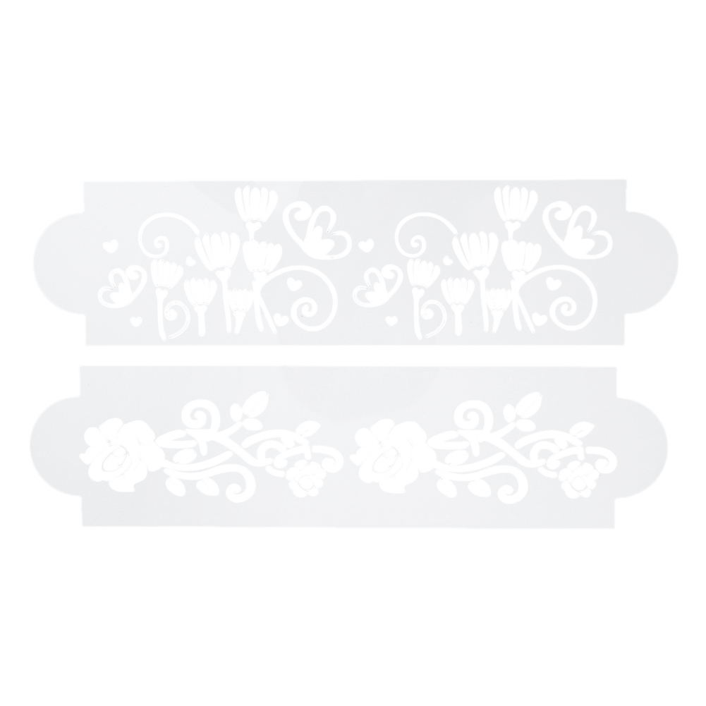 2X Cake Damask Lace Border Molud Sugarcraft Fondant Baking Mold Cupcake Stencil
