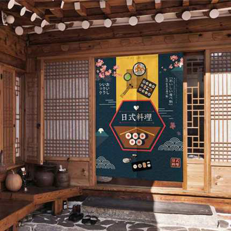 

Japanese Style Curtain Pattern Printing Japan Doorway Curtain Separated Tapestry Tavern Family Restaurant Dining Area Kitchen