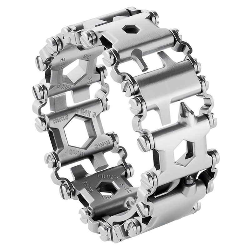

Multifunction Tool Bracelet Tread Bracelet Stainless Steel Bolt Driver Tools Kit Friendly Wearable Bike Multitool Outdoor Tool