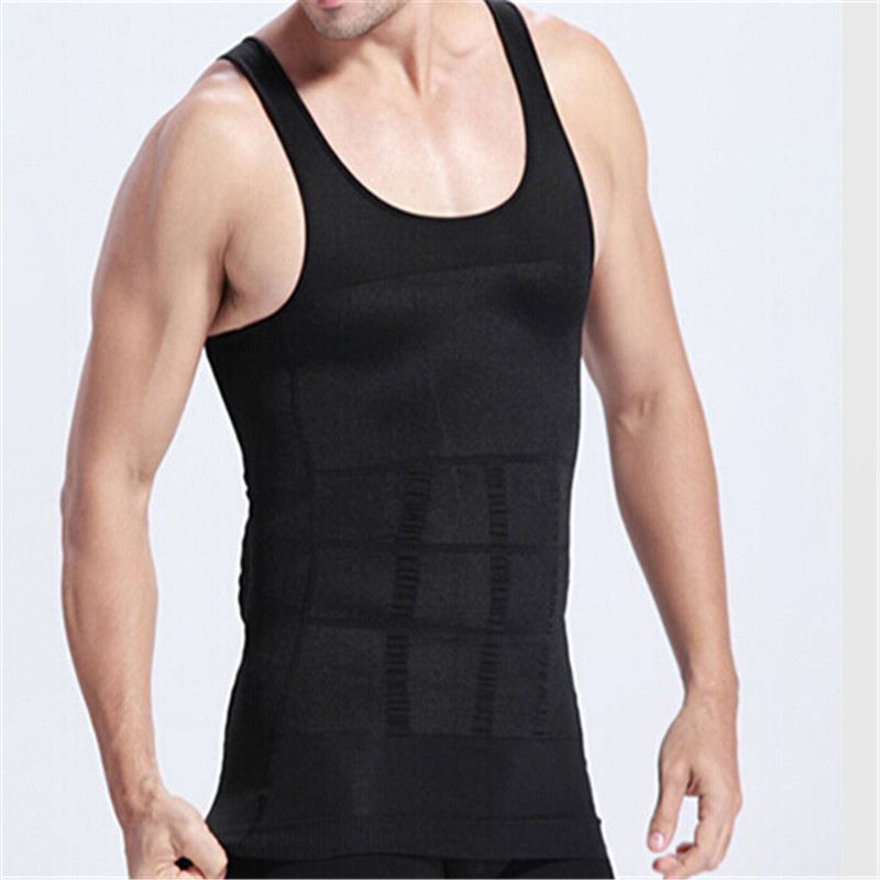 

Men' Slimming Body Shaper Vest men sport Vest Waist Cincher and Tummy Control Slimming Belly Shaper Underwear Girdles Shapewear, Black