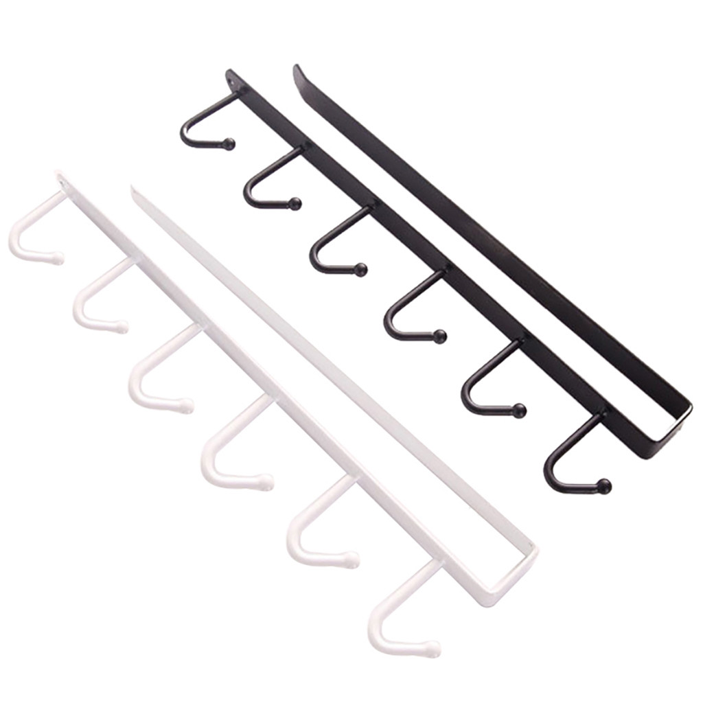 

New 2PCS Kitchen Storage Rack Durable Cupboard With 6 Hooks Convenient Family Home Under-Cabinet Hanger Rack Hot Selling Product