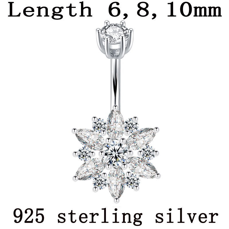 Piercing ombligo piercing cristales clara de plata 925 regalo nuevo