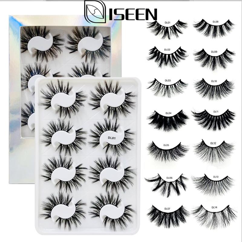 

ISEEN 8/12 pairsThick Long& natural false eyelashes extension mink eyelashes for beauty Soft False