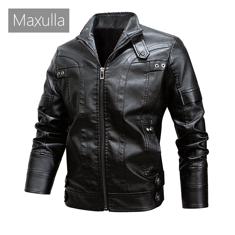 

Maxulla Mens PU Jacket Fashion Men Leather Jacket Coats Male Causal Slim Faux Leather Punk Motorcycle Anorak Jackets Clothing, Dark yellow