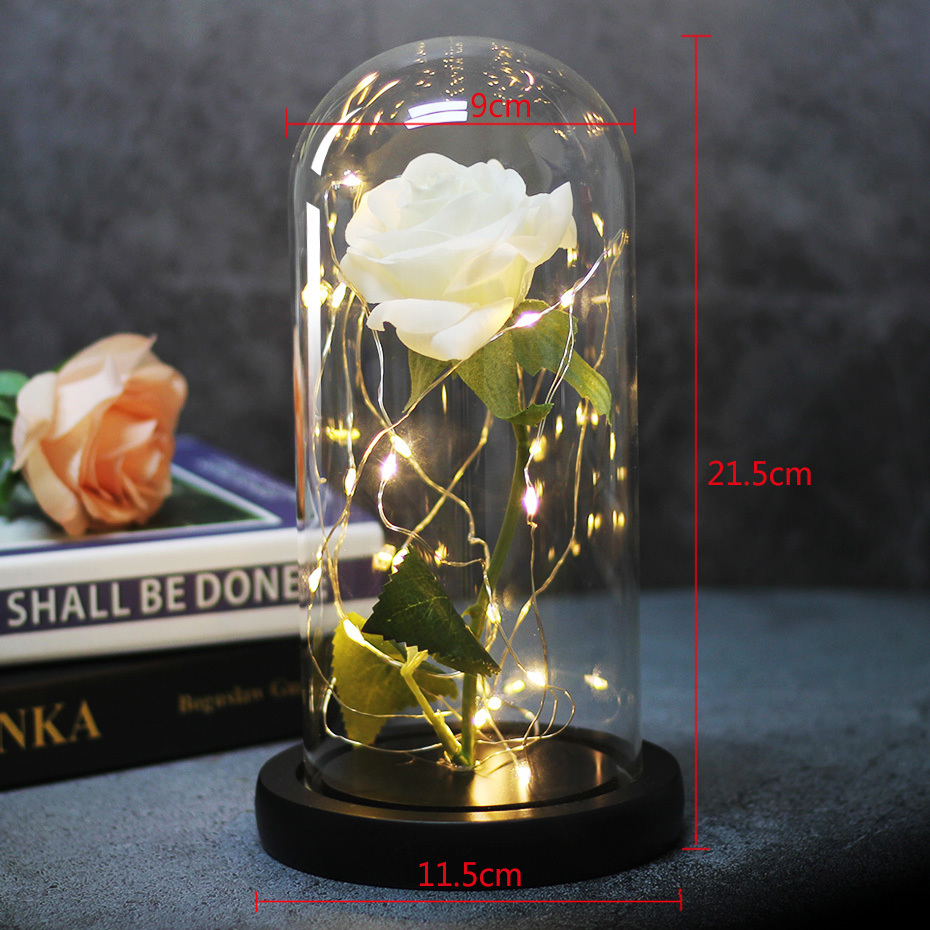 

Dropshipping Red Rose In A Glass Dome with LED Light Wooden Base for Valentine's Day Gifts Christmas presen