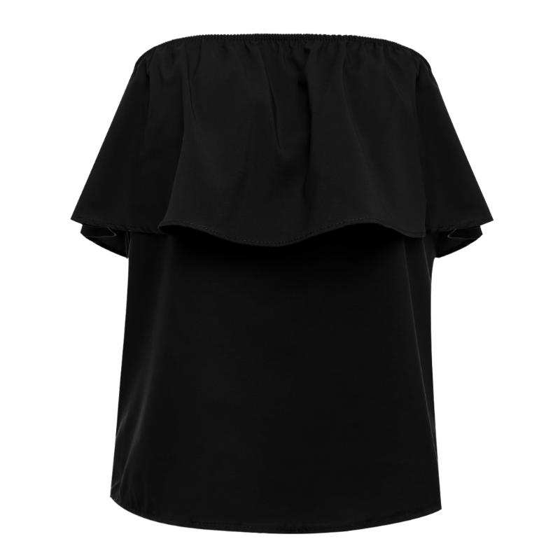 

Summer Sexy Off Shoulder Shirt Sexy Ruffle Chiffon Tank Top Women Loose Strapless Tops Black White Boho Ladies Top