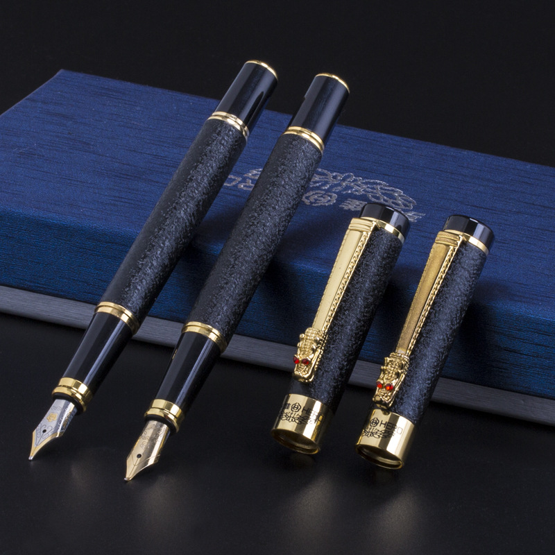 

Luxurious High-end Gift Matte black Chinese Golden Dragon iraurita gift Fountain Pen, Red