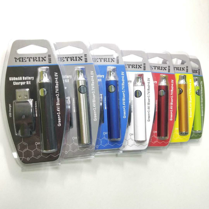 

New 650mAh Preheating Function 650VV METRIX Variable Voltage V-Vape Pen 510 Thread Battery For Slim Vape Cartridges