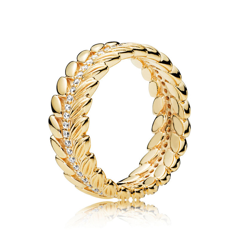 

Luxury 18K Yellow Gold Grains of Energy Ring Original Box for Pandora 925 Sterling Silver Shine grain Ring Women Wedding Gift