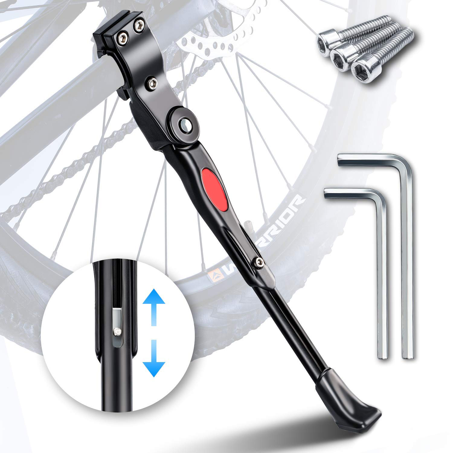 Adjustable Aluminum Alloy Bicycle Parking Side Kick Stand Rear Leg Brace Support Quick Release with Anti-Skid Foot for 26//27.5 Bike Kickstand 29in Mountain Road Bikes