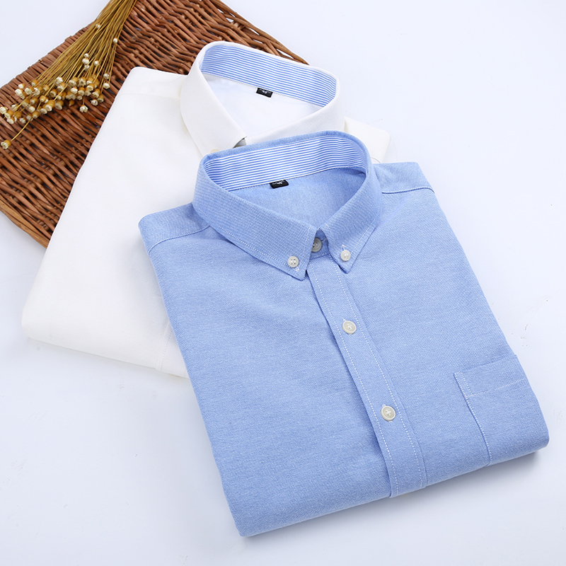 

Summer simple style short-sleeve mens shirt, soft breathable Oxford fabric, business casual solid color shirt Single-breasted, Blue