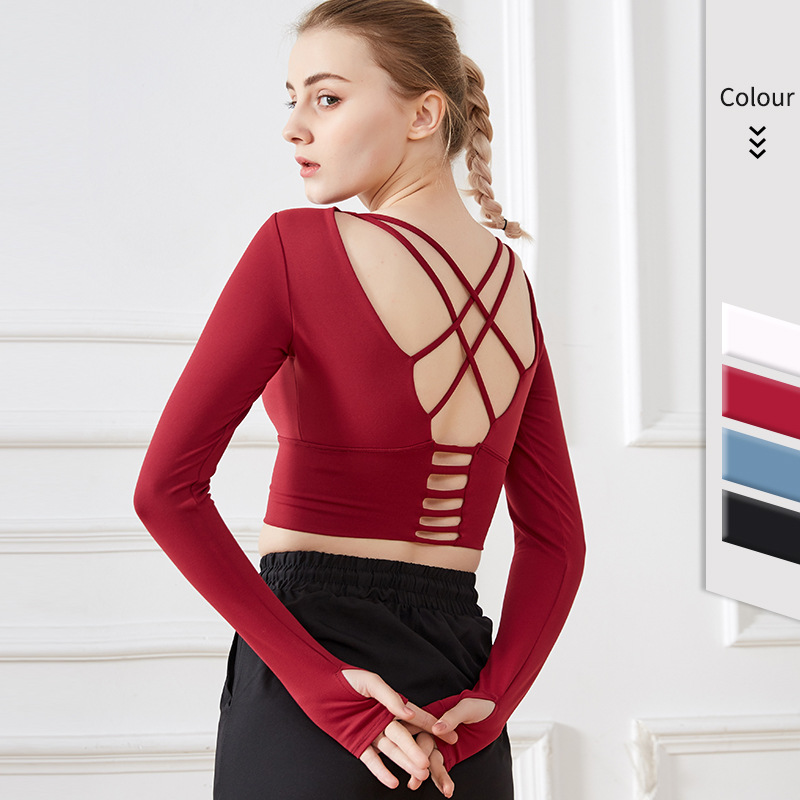 

Europe America New Autumn Winter Beauty Back Thin Drawstring Workout Clothes Womens Tight Sports Coat With Chest /30, White