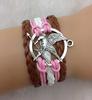 

Wholesale- the hunger games label Charm Bracelet Infinity Bracelet -Antique Silver& Braided Bracelet leather wrap bracelets fashion jewelry