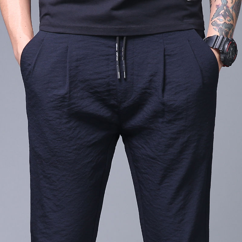 

2020 Men' Thin Trousers Men Trouser Pants For Male Casual Straight Breathable Mens Clothes Track Joggers Man Trouser, Black