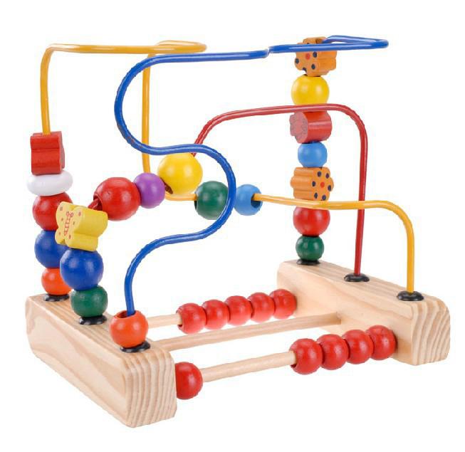 wooden beads on wire toy